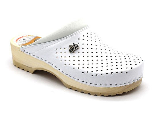 Zdravotní obuv dřeváky Leons Lesta - Bílá