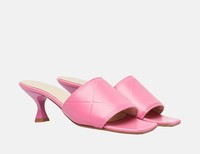 Sí Barcelona kožené pantofle na podpatku - Růžová
