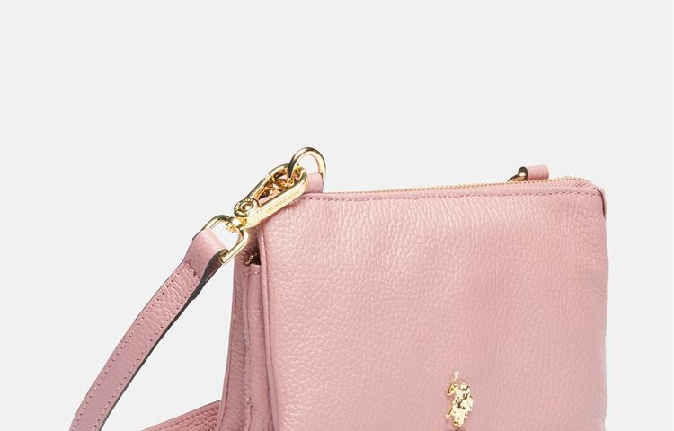 US Polo Assn. kožená kabelka messenger - Růžová