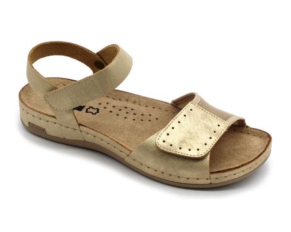 Dámské halluxové sandále Leons Modex - vada - Zlatá
